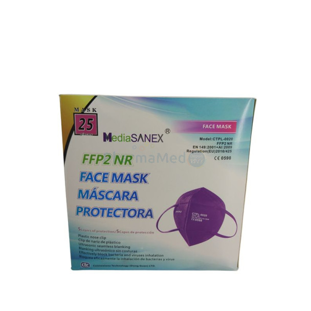 Masques FFP2 MAUVE / PURPLE - EN 149:2001+A1:2009 - 25pcs