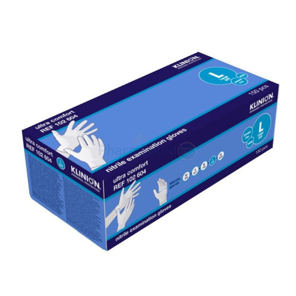 150 gants nitril klinion blancs LARGE(150pc)