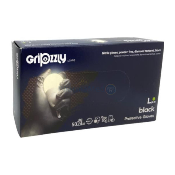 Gants nitriles GRIPZZLY texturés diamand noir - XX-Large - 50pc