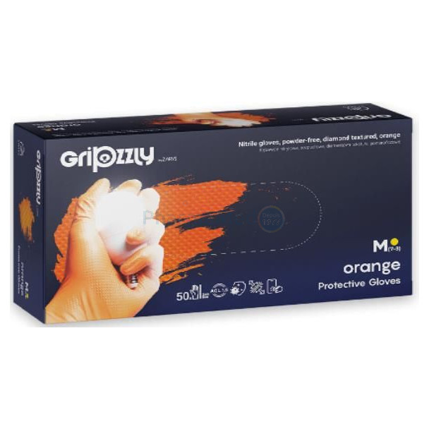 Gants nitriles GRIPZZLY texturés diamand noir - Small - 50pc