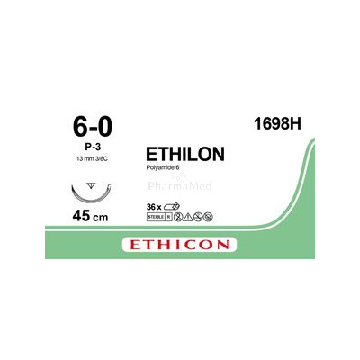 ETHILON  6/0 P-3 prime  3/8 BLK 45cm M0.7 /36