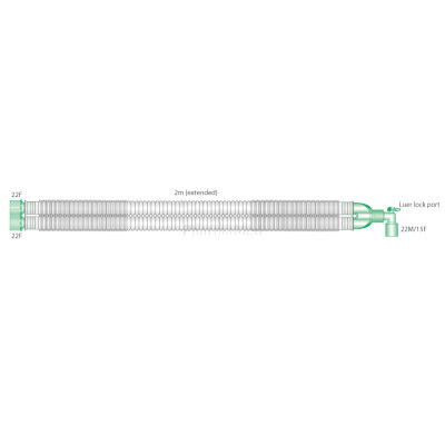 Circuit respi 22mmx2m avec raccord coudé et prise luer lock - 70pc