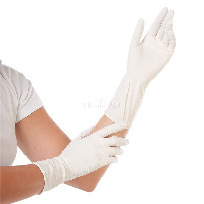 Gant Nitrile blanc non poudré 30cm - M - 100pc