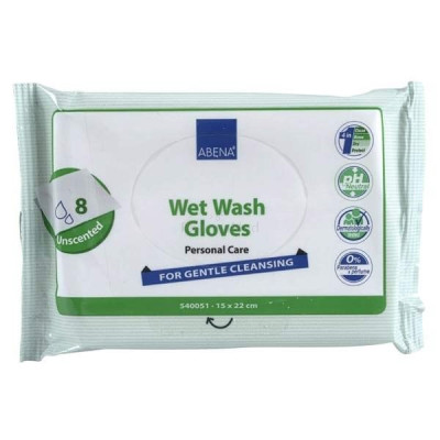 Gants de toilette jetables humides ABENA(8pc) - Gants de toilette jetables humides ABENA(8pc)