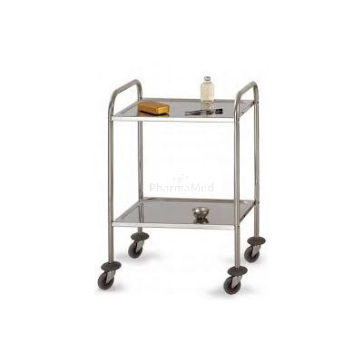 Guéridon inox 2 plat. 60x40cm+roulettes (451)