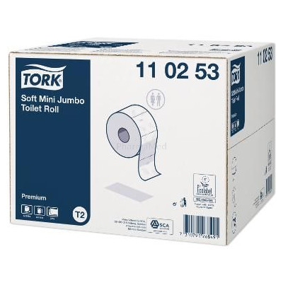 Papier toilette Mini Jumbo blanc TORK T2 170m - 12rlx