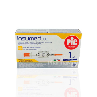Seringues insuline PIC - 1ml G30 8mm - 3 x 10pc
