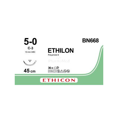 ETHILON BN668 USP5/0 C-3 45cm black - 36 fils