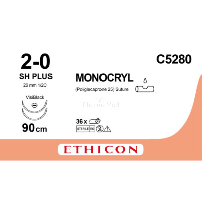 MONOCRYL 2/0 C5280 SH Plus 90cm - 36draden