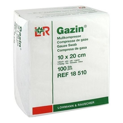 Compresses de gaze non stériles L&R - 10x20cm - 12 fils - 100pc