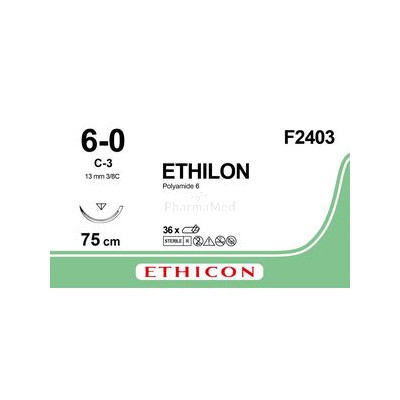 ETHILON 6-0 C-3 noir 75cm MO.7.......(36fils)