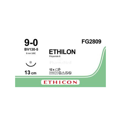 ETHILON 9/0 FG2809 13cm noir BV-140-5 /12fils