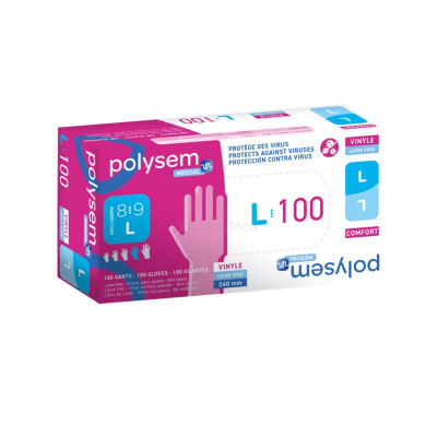 Gants vinyl POLYSEM non poudrés - LARGE - 100pc