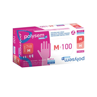 Gants vinyl POLYSEM non poudrés - MEDIUM - 100pc