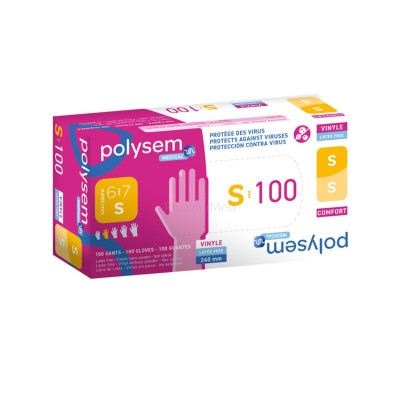 Gants vinyl POLYSEM non poudrés - SMALL - 100pc