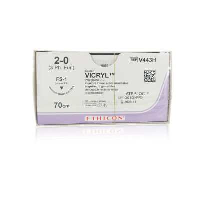 VICRYL 2/0 V443H 3-8 24mm 75cm /36fils