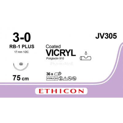VICRYL 3/0 Coated JV305 RB-1 Plus 75cm - 36draden