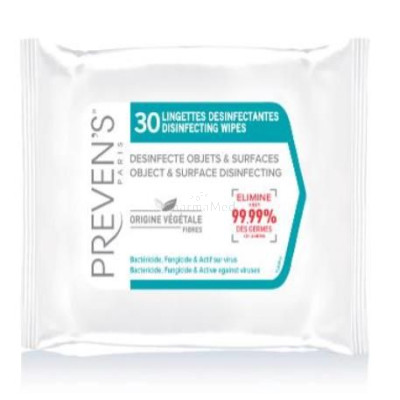 Lingettes désinfectantes mains et surfaces PREVEN'S - 30pc