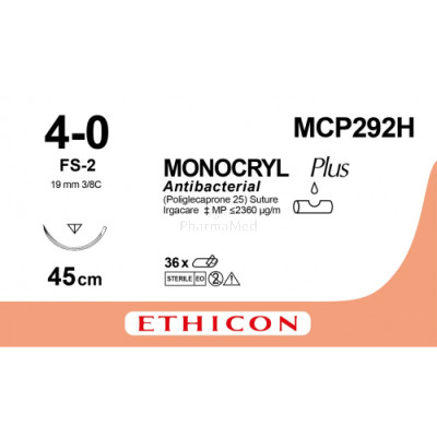 MONOCRYL 4/0 Plus MCP292H FS-2 45cm - 36draden
