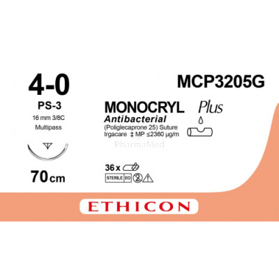 MONOCRYL 4/0 Plus MCP3205G PS-3 70cm - 36draden