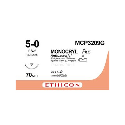 MONOCRYL + MCP3209G USP5/0 FS-2 und 19mm 70cm - 12 fils