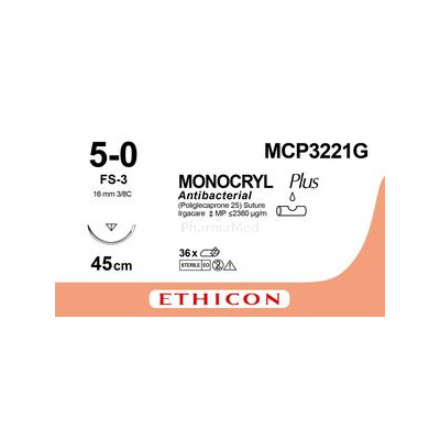 MONOCRYL+ MCP3221G 5/0 FS3 45cm 3/8 19mm/12pc
