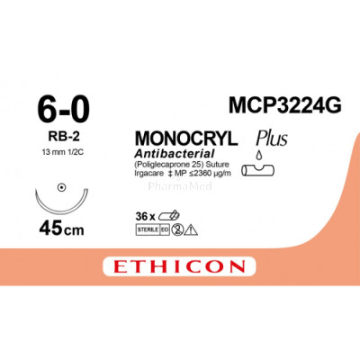 MONOCRYL 6/0 Plus MCP3224G RB-2 45cm - 36draden