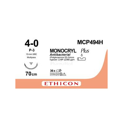 MONOCRYL 4/0 MCP494H 3/8 13mm 70cm - 36 fils