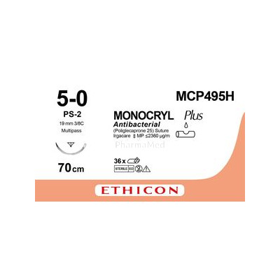 MONOCRYL+ MCP495H 5/0 PS-2 70cm 3/8  (36fils)