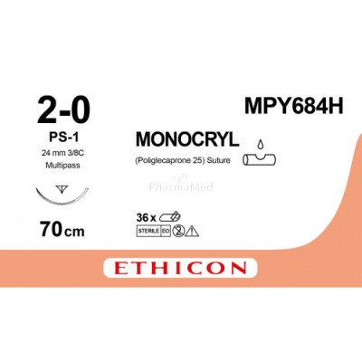 MONOCRYL MPY684H PS-1 2/0 70cm - 36 fils