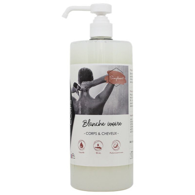 Gel douche corps et cheveux ' Blanche Ivoire' + pompe - 1L