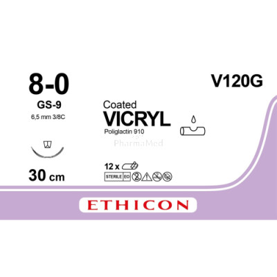 VICRYL 8/0 Coated V120G GS-9 30cm - 12draden