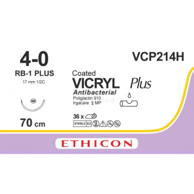 VICRYL PLUS 4/0 VCP214H RB-1 70cm - 36draden