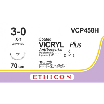 VICRYL PLUS 2-0 VCP220H M3 70cm......(36fils) - VICRYL PLUS 2-0 VCP220H M3 70cm......(36fils)