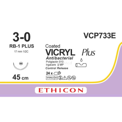 VICRYL PLUS 3/0 VCP733E RB-1 45cm - 24draden