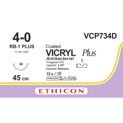 VICRYL PLUS 4/0 VCP734D RB-1 45cm - 12draden