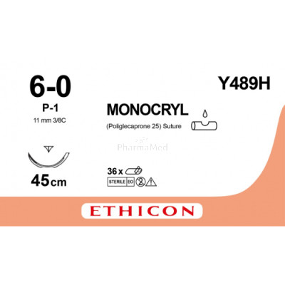 MONOCRYL 6/0 Y489H P-1 45cm - 36draden