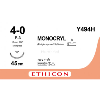 MONOCRYL 4/0 Y494H P-3 45cm - 36draden